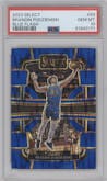 Brandin Podziemski from the 2023-24 Panini Select  set featuring a Blue Flash parallel graded by PSA and given an overall grade of 10.