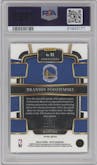 Brandin Podziemski from the 2023-24 Panini Select  set featuring a Blue Flash parallel graded by PSA and given an overall grade of 10.