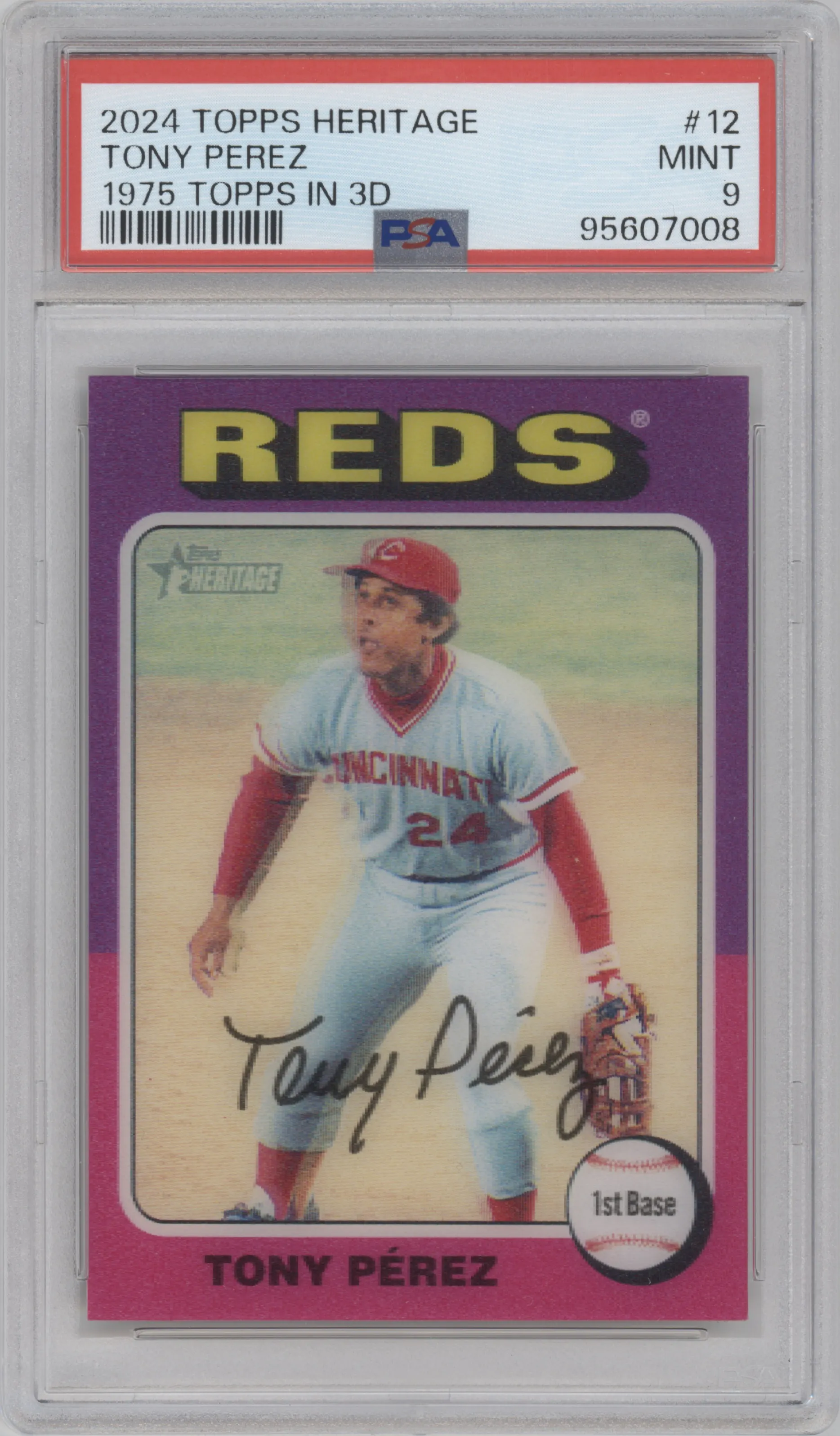 2024 Topps Heritage 1975 Topps in 3D Tony Perez PSA 9