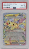 Pikachu ex from the 2024 Pokemon SV set graded by PSA and given an overall grade of 10.