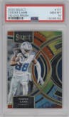 CeeDee Lamb from the 2023 Panini Select set featuring a Tie-Dye parallel graded by PSA and given an overall grade of 10.
