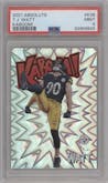 T.J. Watt from the 2021 Panini Absolute set graded by PSA and given an overall grade of 9.