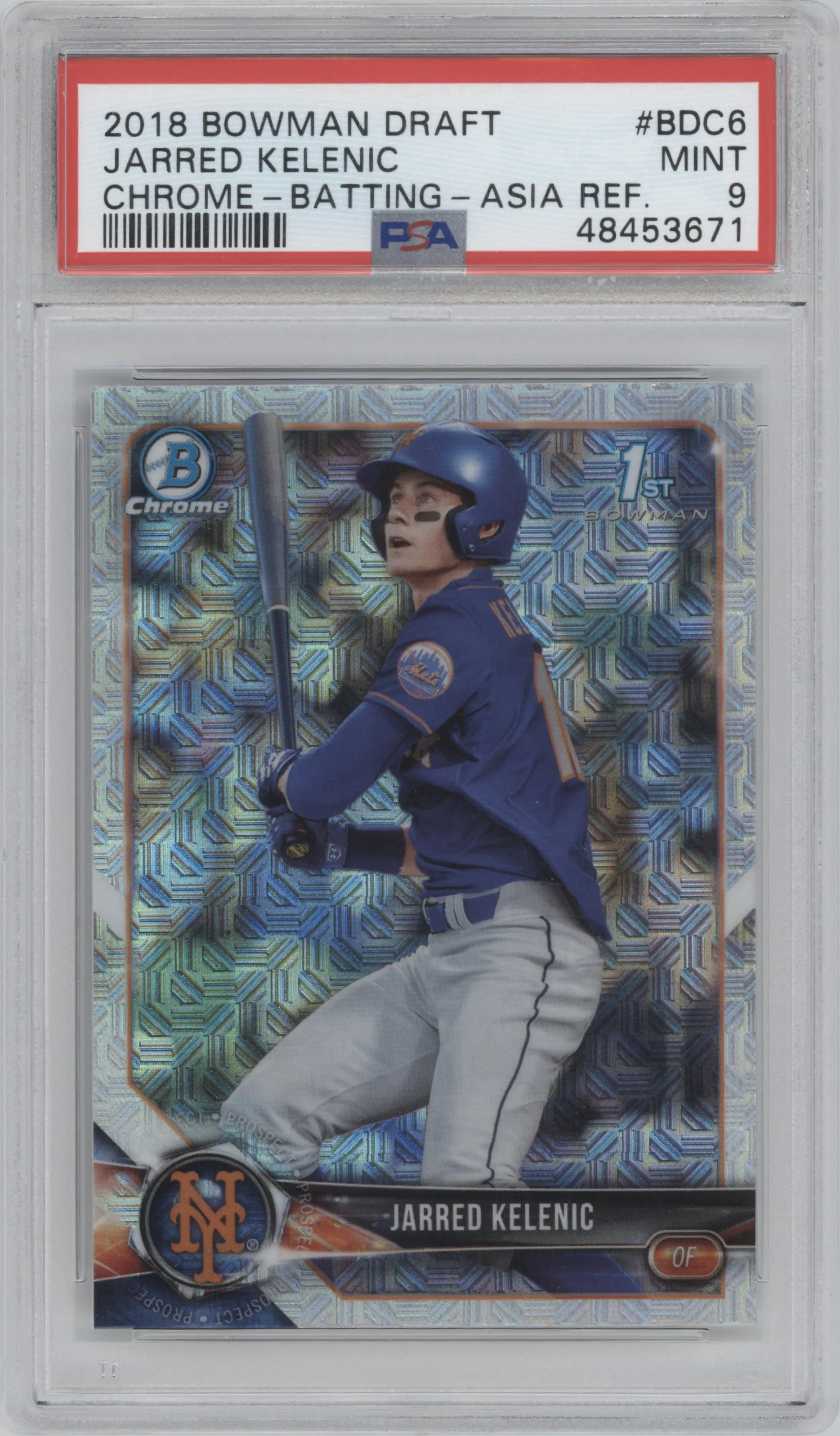 2018 Bowman Draft Chrome Jarred Kelenic Asia Refractor PSA 9