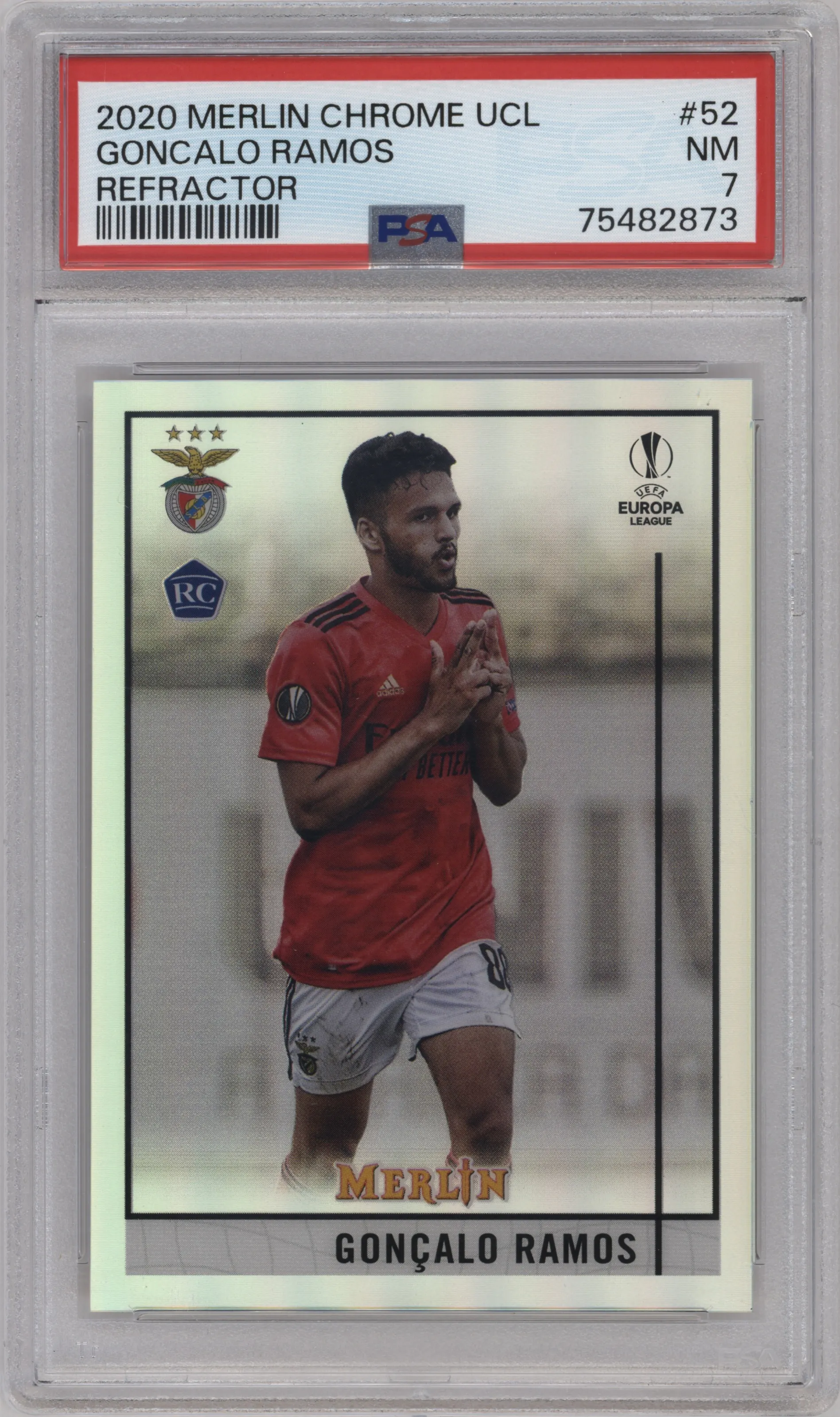 2020 Topps Chrome Merlin UEFA Goncalo Ramos Refractor PSA 7