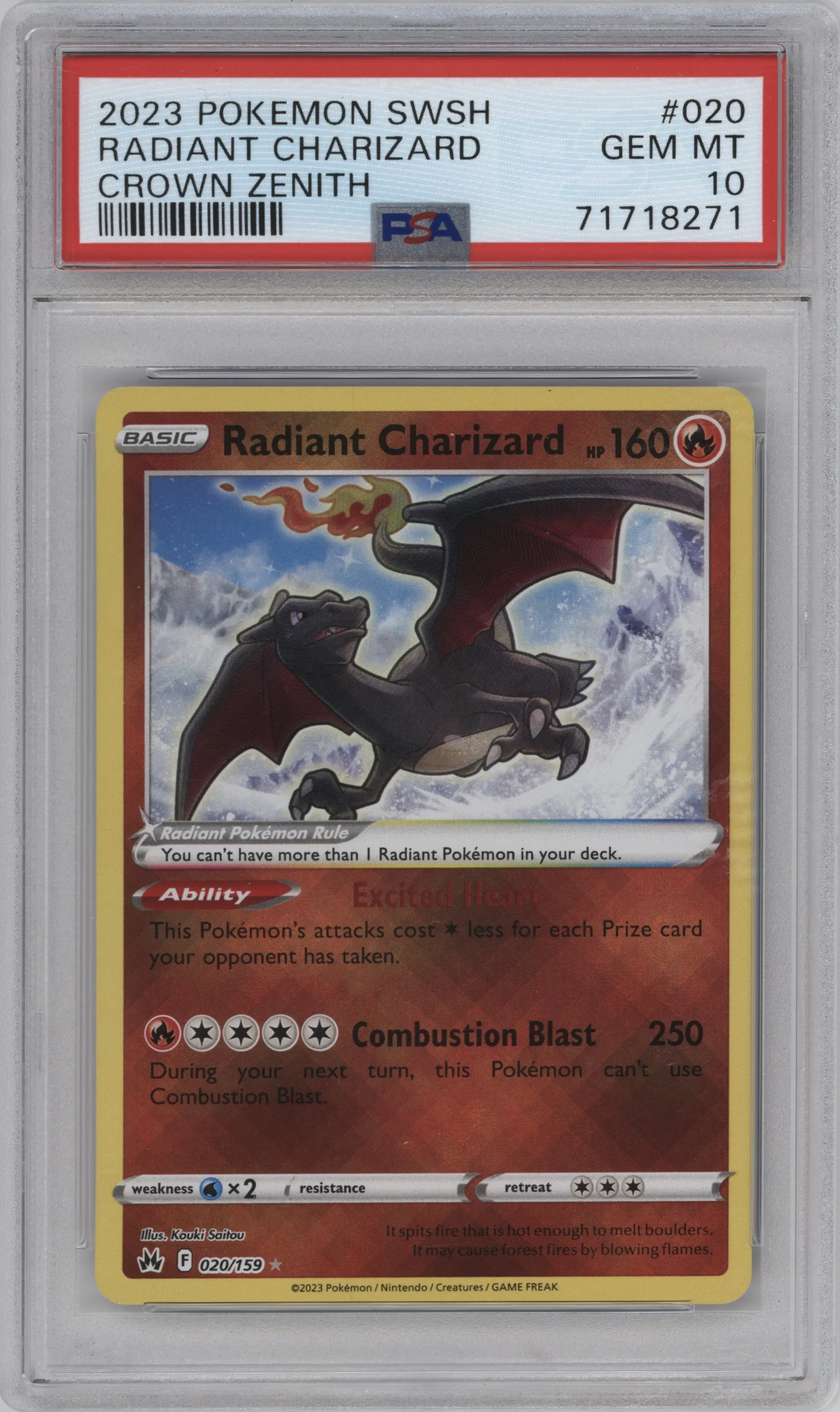 2023 Pokemon SWSH Crown Zenith Radiant Charizard PSA 10
