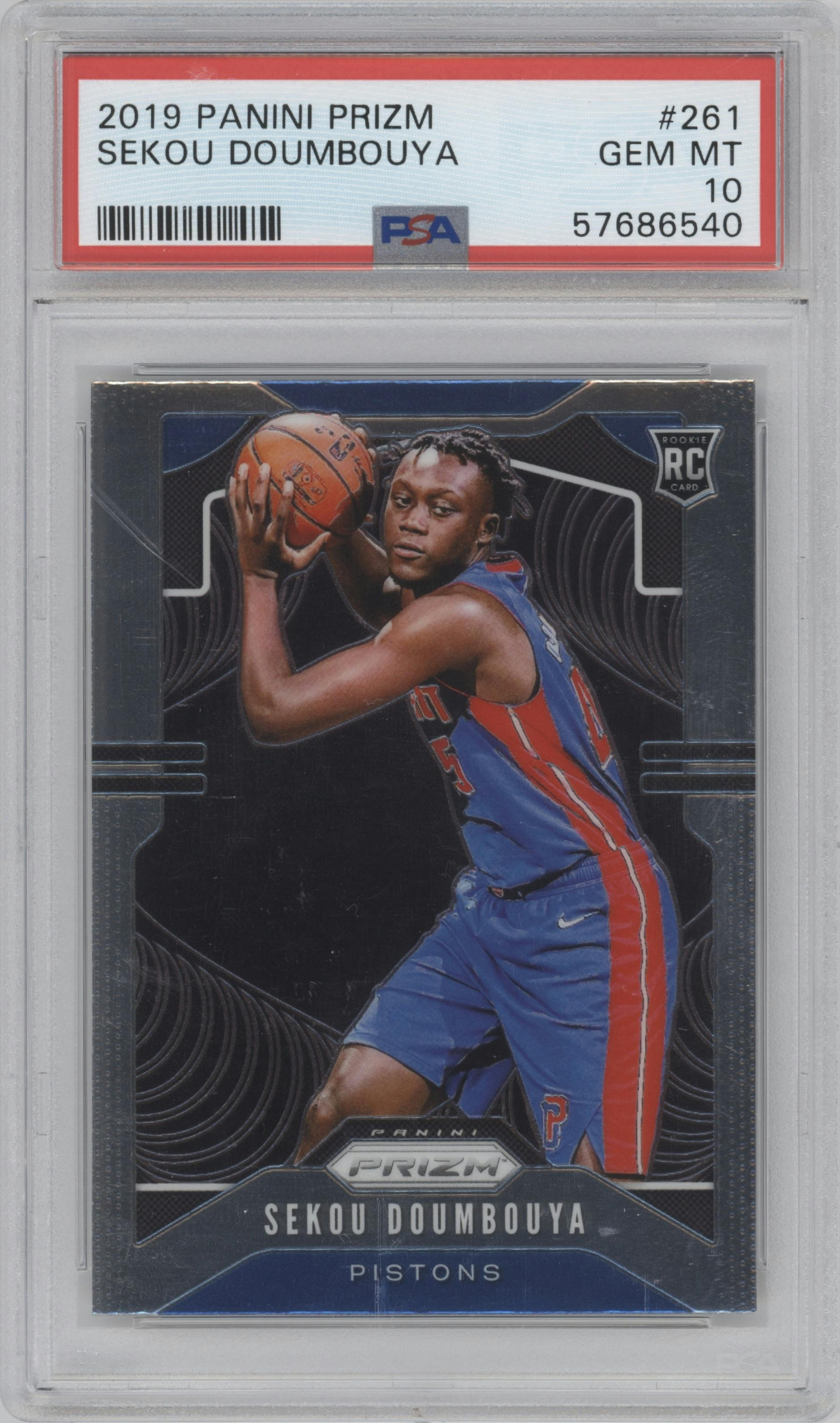 Sekou Doumbouya from the 2019-20 Panini Prizm set graded by PSA and given an overall grade of 10.