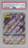 Solgaleo & Lunala GX from the 2019 Pokemon S&M  set graded by PSA and given an overall grade of 10.