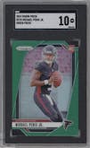 Michael Penix Jr. from the 2024 Panini Prizm set featuring a Green Prizm parallel graded by SGC and given an overall grade of 10.