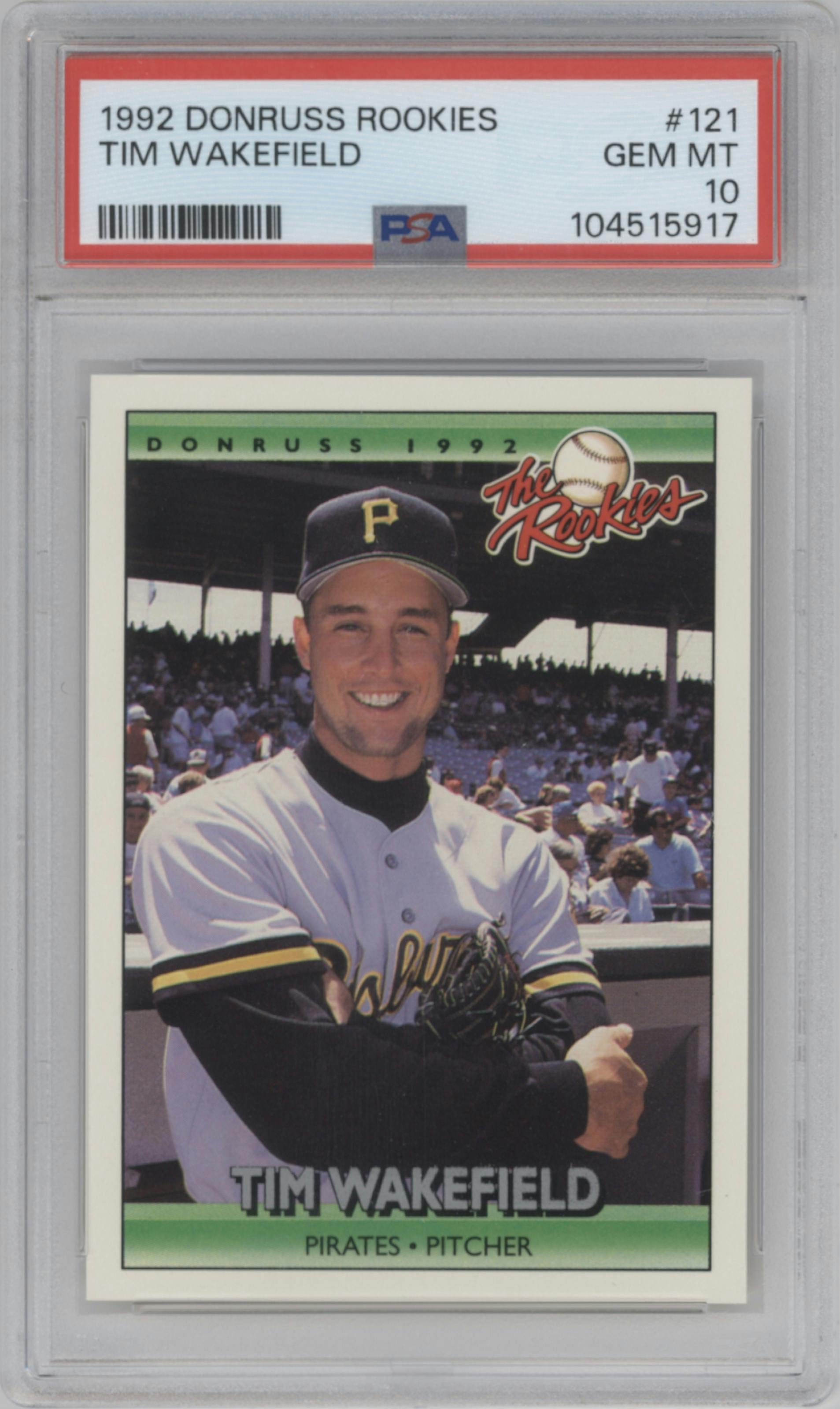 Tim Wakefield from the 1992 Donruss The Rookies set graded by PSA and given an overall grade of 10.