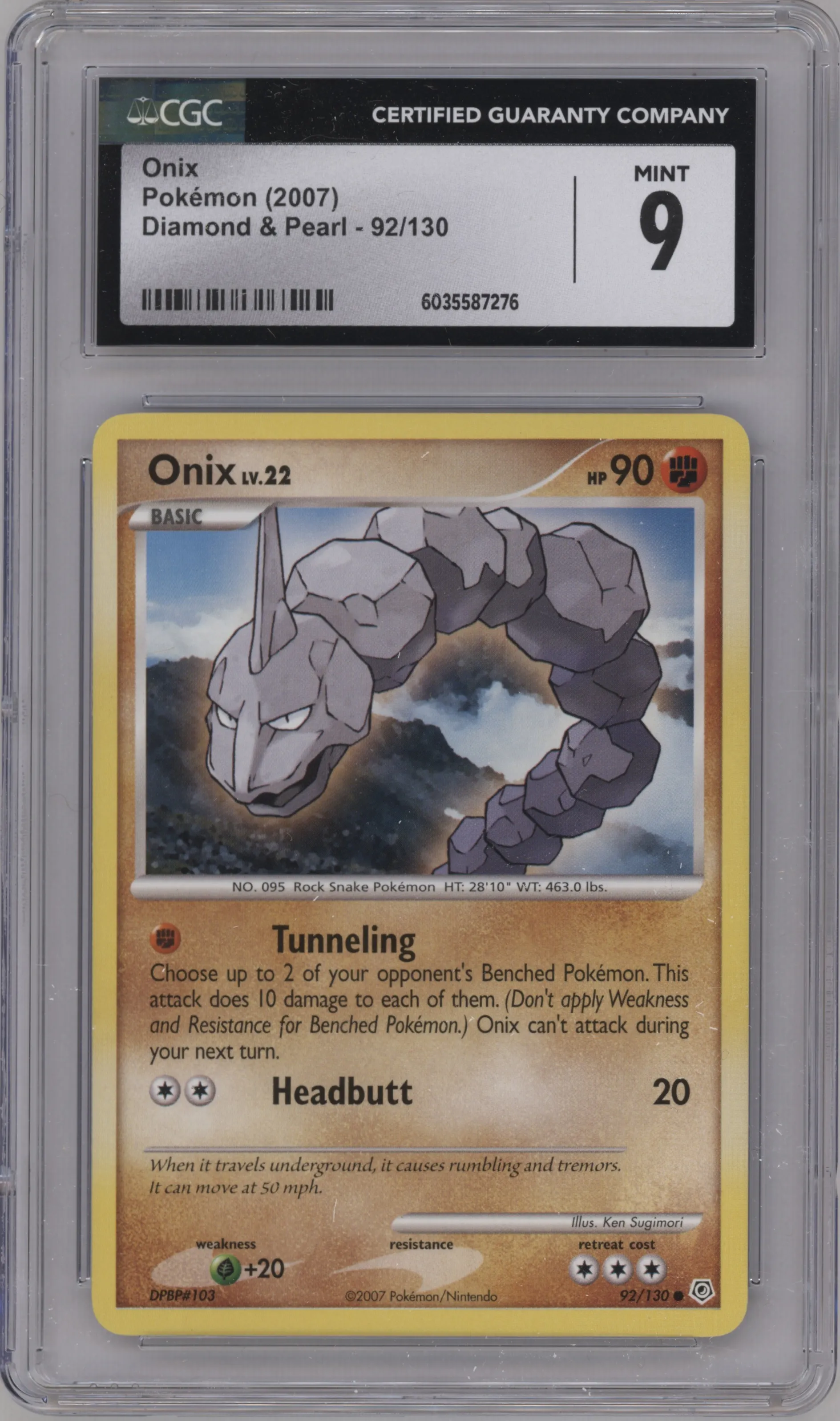 2007 Pokemon D&P Onix CGC 9