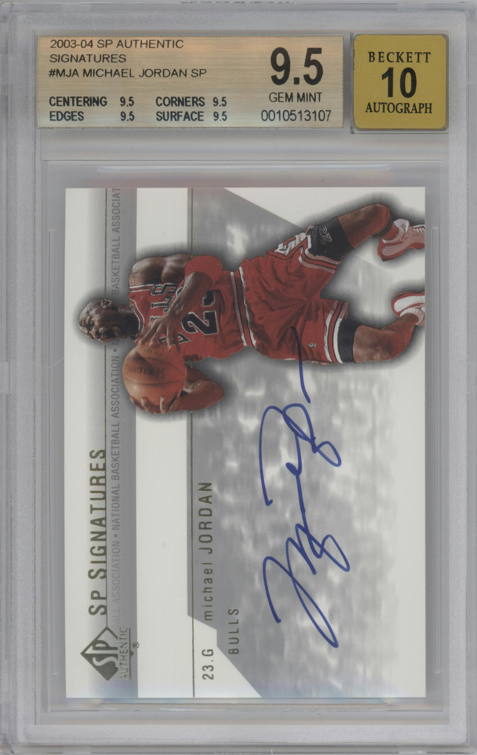 Michael Jordan from the 2003-04 SP Authentic set graded by Beckett and given an overall grade of 9.5.