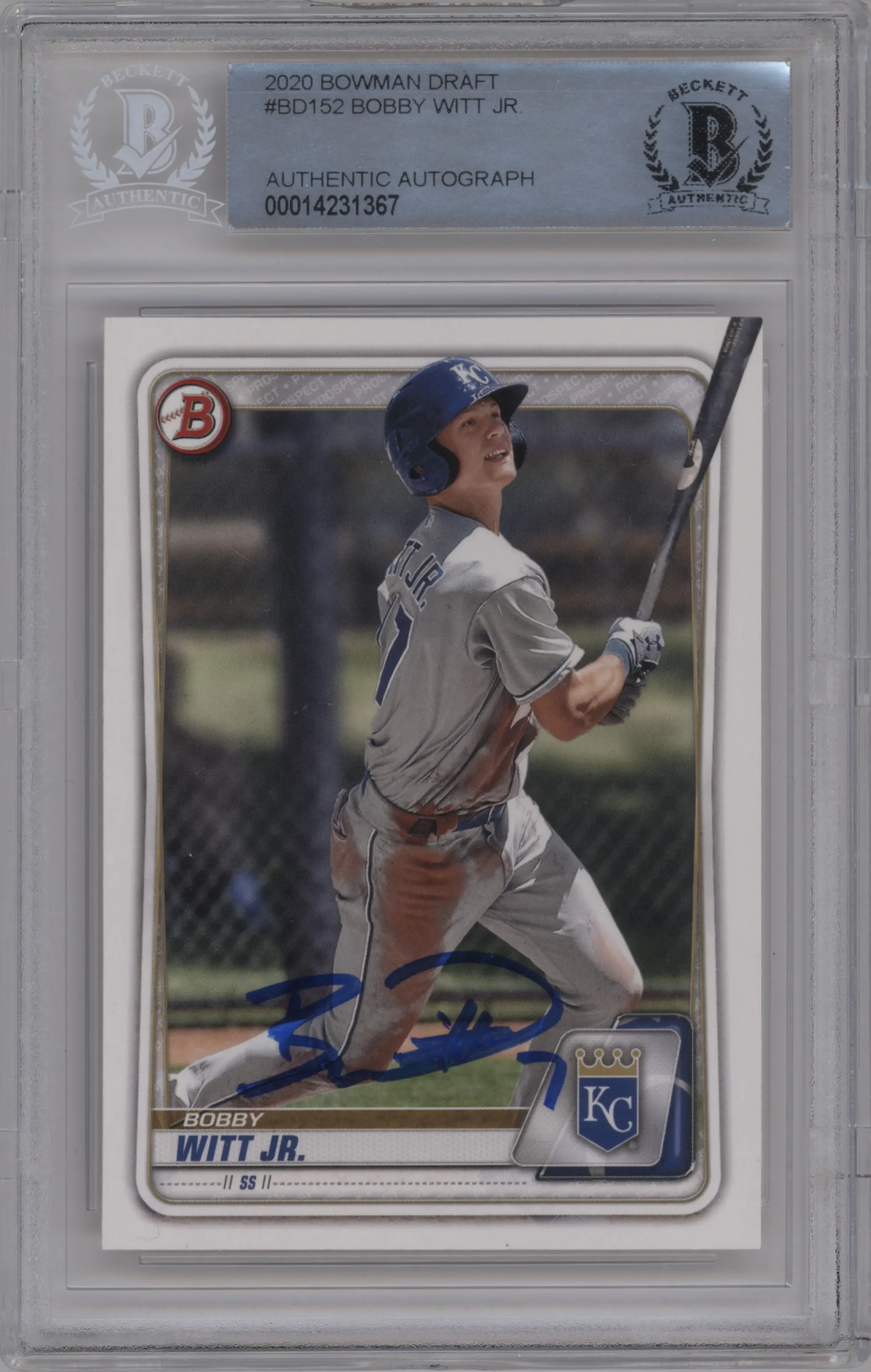 2020 Bowman Draft Bobby Witt Jr. BGS AUTHENTIC #BD-152 BGS