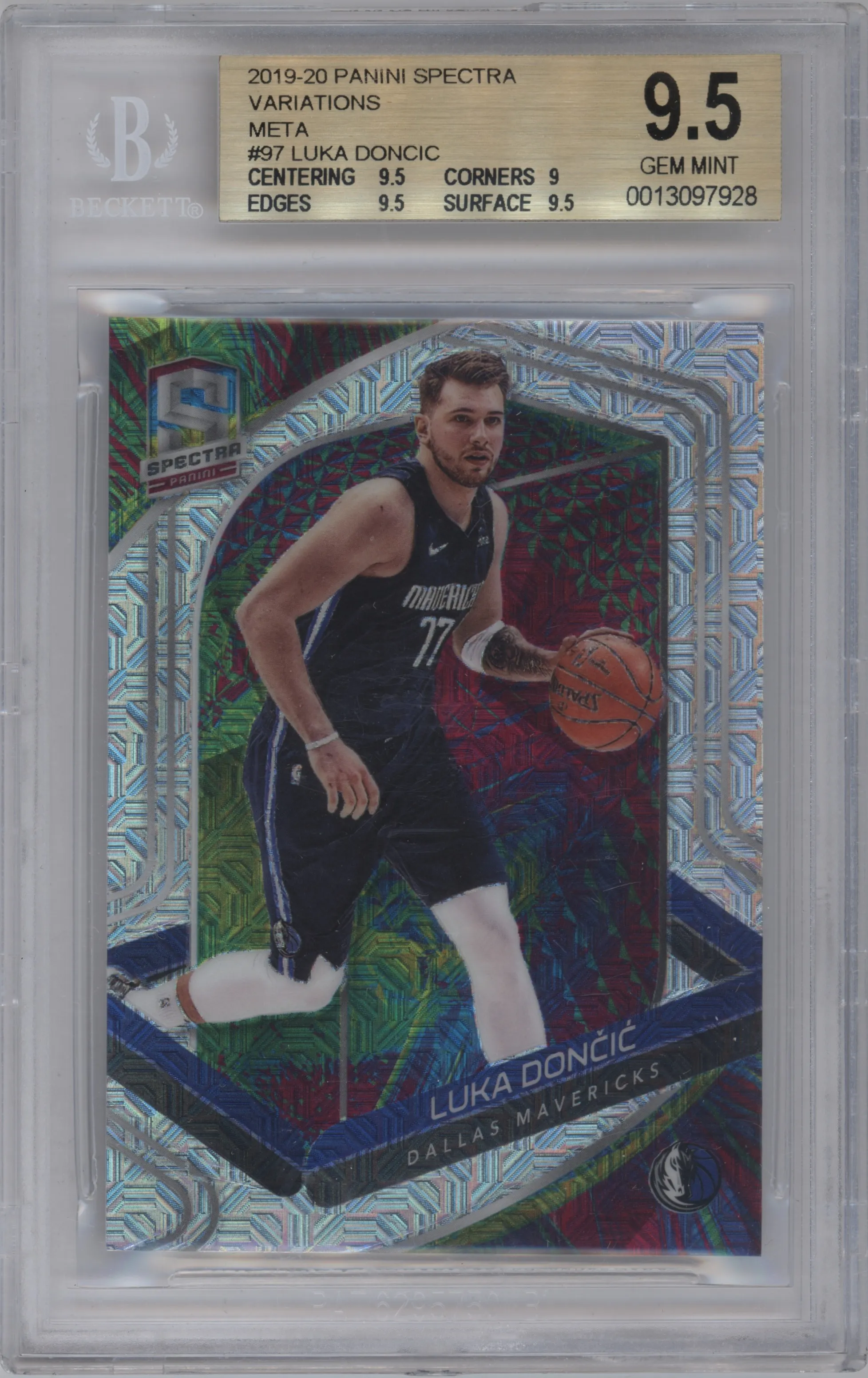 2019 Panini Spectra Variation Luka Doncic Meta #97 BGS 9.5
