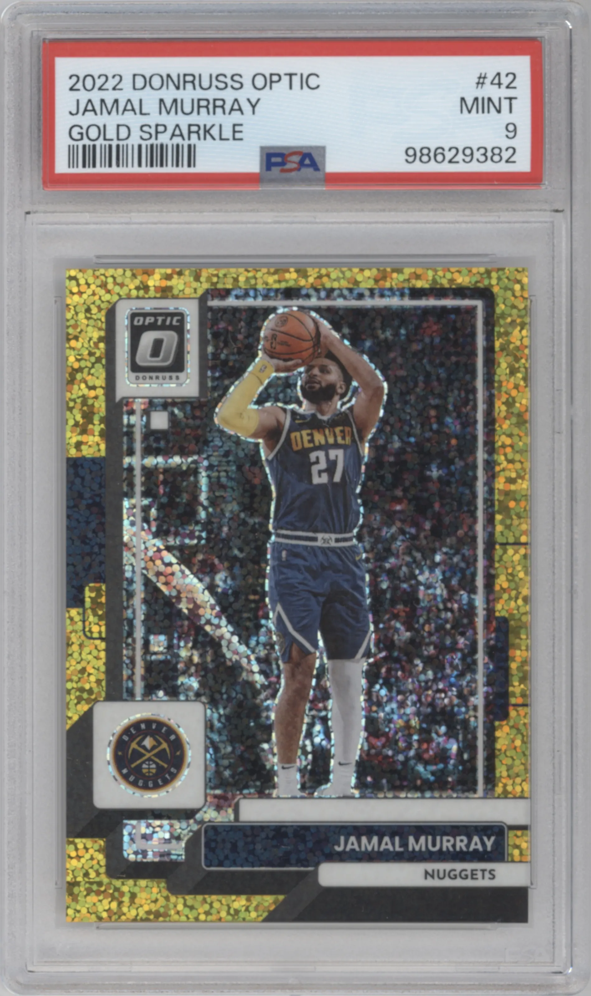 2022 Panini Donruss Optic Jamal Murray Gold Sparkle #42 PSA 9