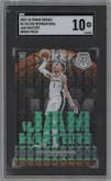 Victor Wembanyama from the 2023-24 Panini Mosaic set featuring a Green Mosaic parallel graded by SGC and given an overall grade of 10.