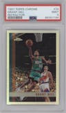 Grant Hill from the 1997-98 Topps Chrome set featuring a Refractor parallel graded by PSA and given an overall grade of 9.