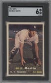 Billy Martin from the 1957 Topps set graded by SGC and given an overall grade of 6.