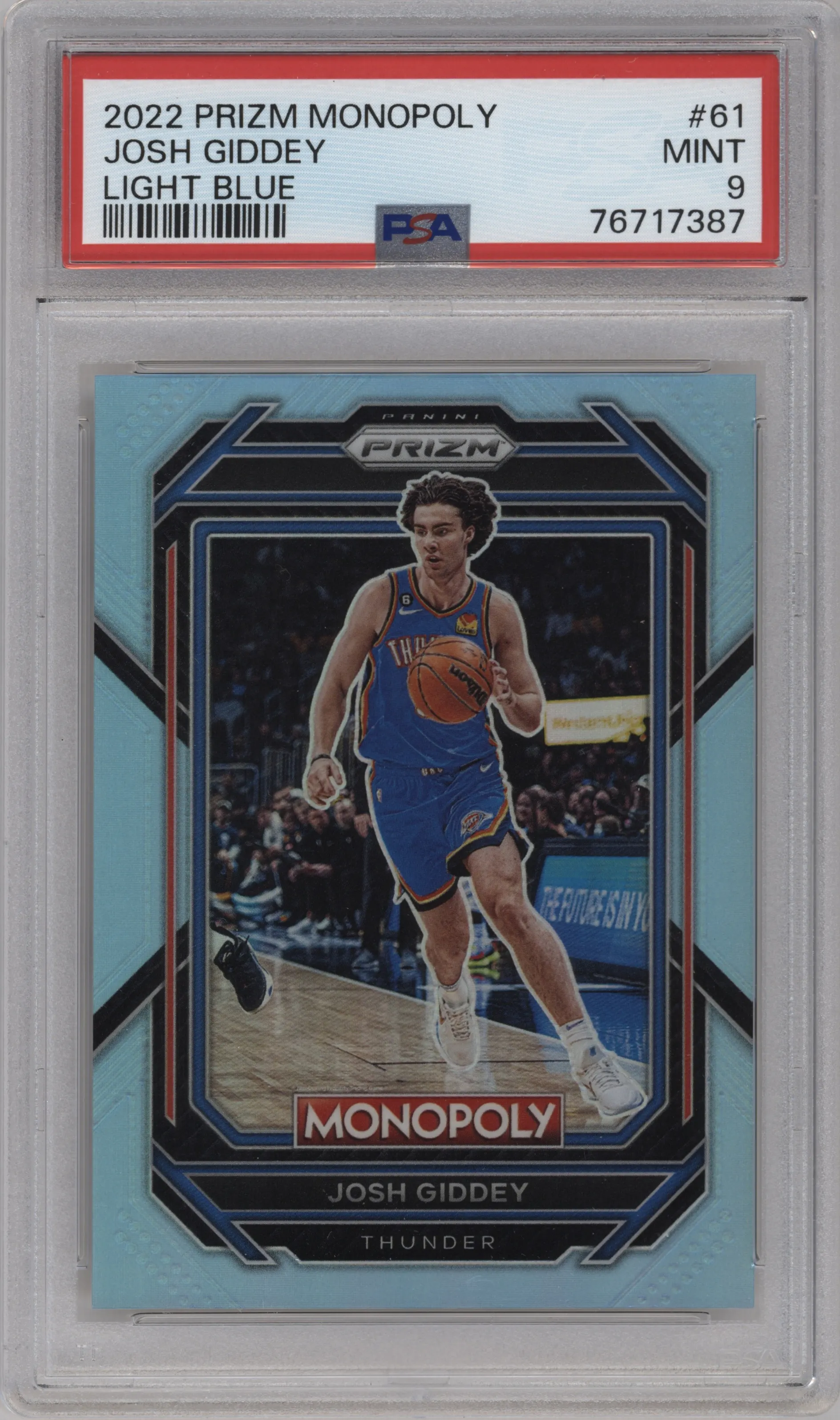 2022 Panini Prizm Monopoly Josh Giddey Light Blue Prizm #61 PSA 9