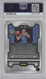 Keyontae Johnson from the 2023-24 Panini Prizm set featuring a Blue Ice parallel graded by PSA and given an overall grade of 10.
