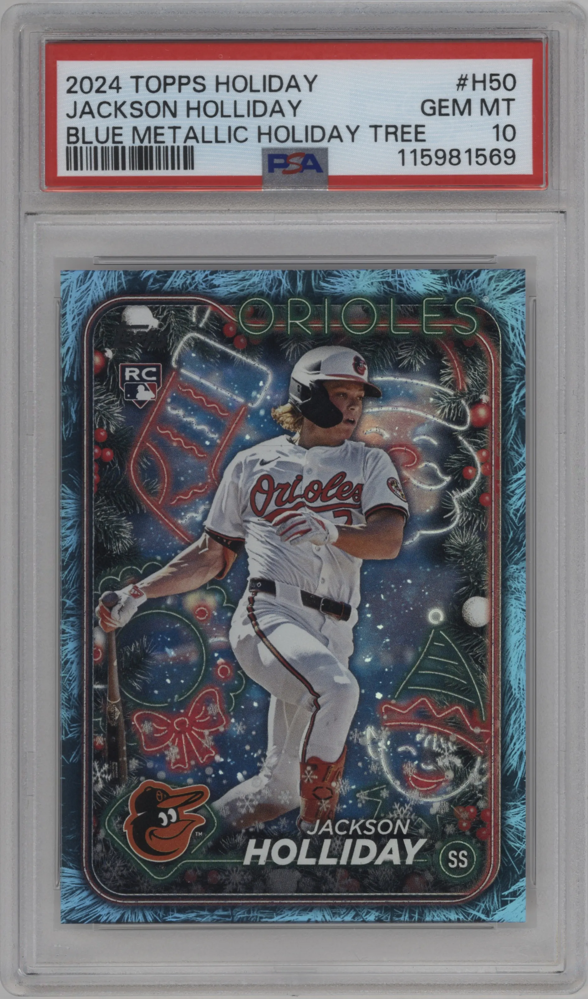 2024 Topps Holiday Jackson Holliday Blue Metallic Holiday Tree PSA 10
