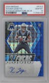 Xavier Legette from the 2024 Panini Mosaic set featuring a Blue parallel graded by PSA and given an overall grade of 10.