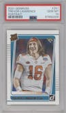 Trevor Lawrence from the 2021 Panini Donruss set graded by PSA and given an overall grade of 10.