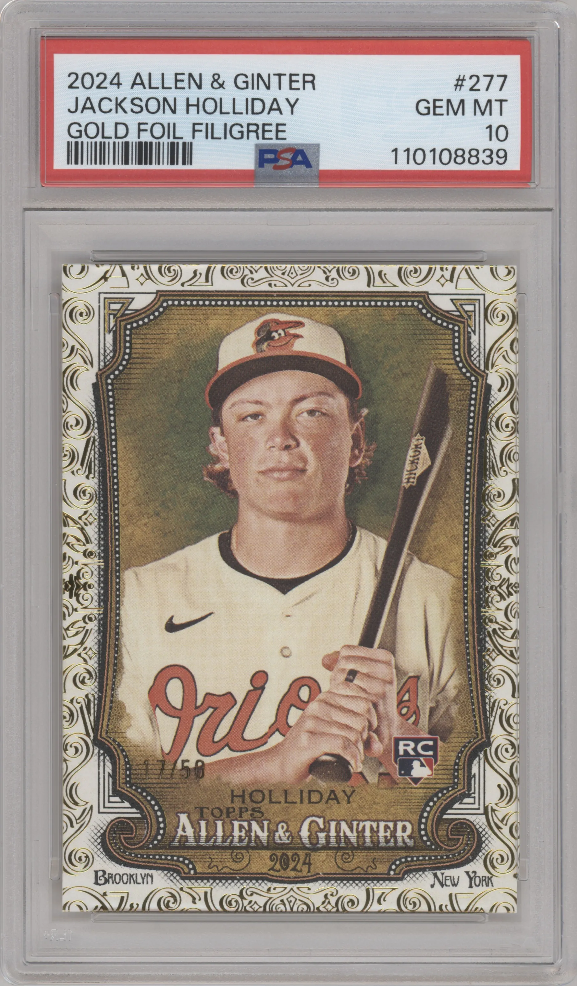 2024 Topps Allen & Ginter Jackson Holliday Gold Foil Filigree PSA 10