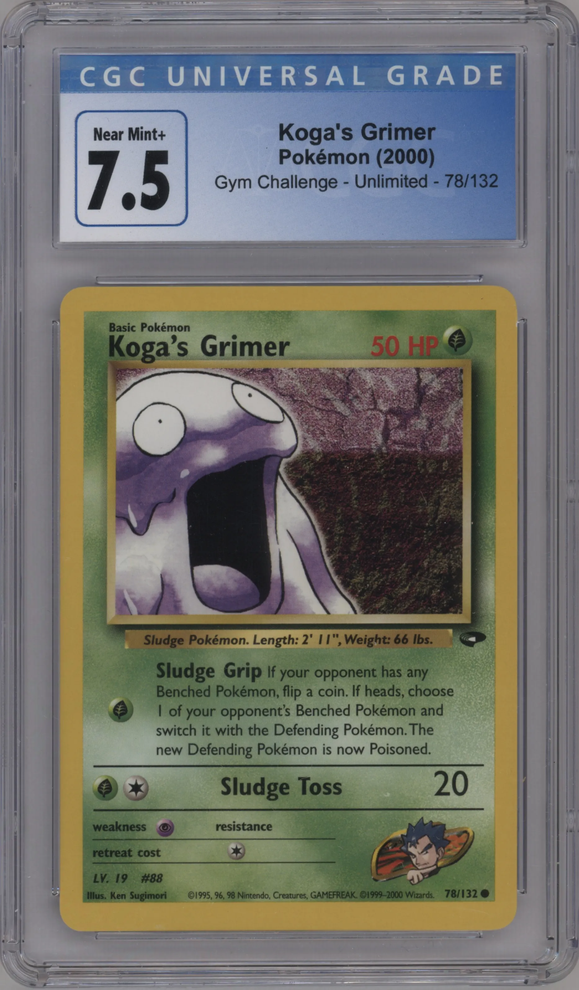 2000 Pokemon GH Gym Challenge Koga's Grimer CGC 7.5