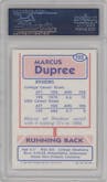 Marcus Dupree from the 1985 Topps USFL set graded by PSA and given an overall grade of 10.