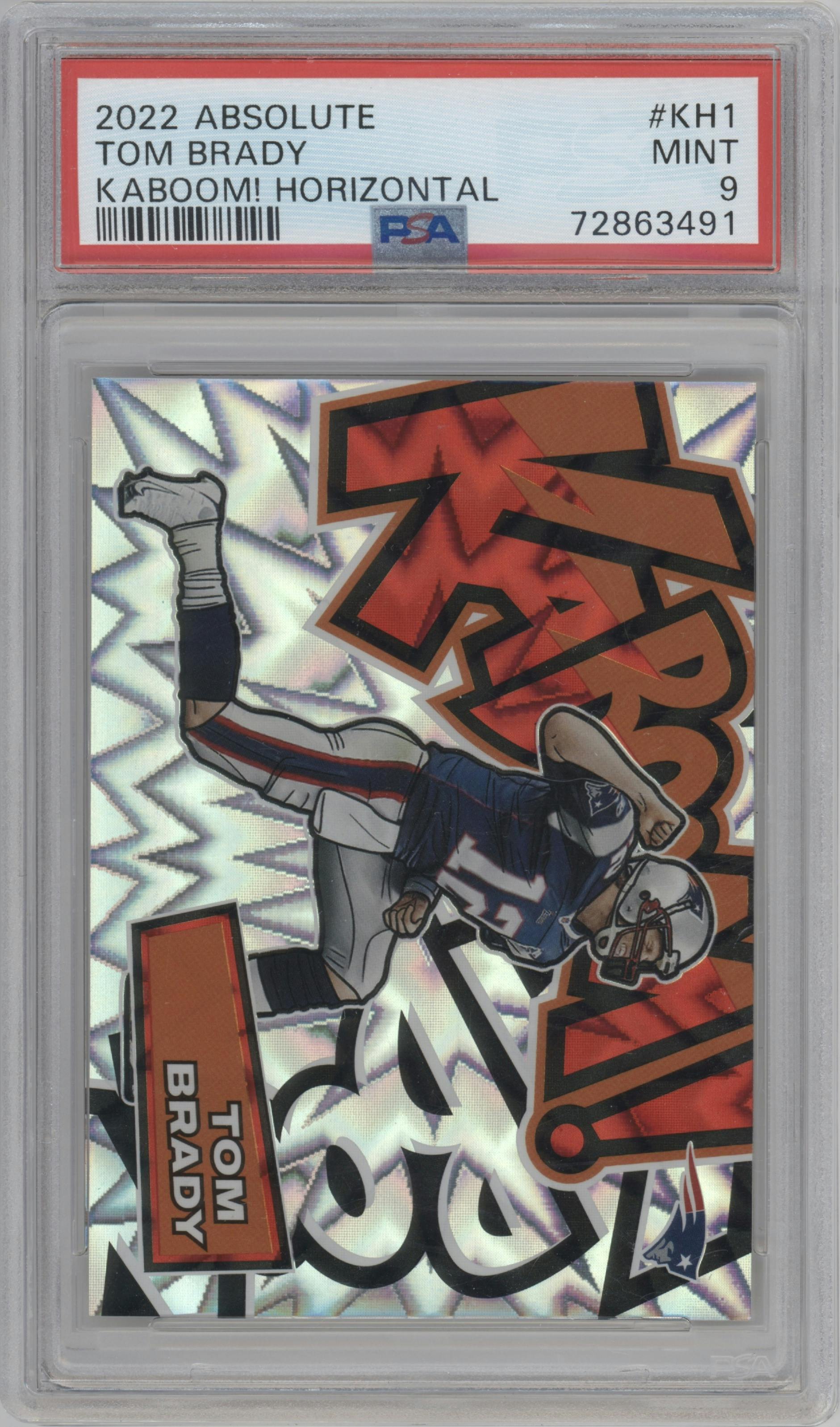  Tom Brady  from the 2022 Panini Absolute set graded by PSA and given an overall grade of 9.