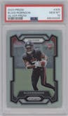 Bijan Robinson from the 2023 Panini Prizm set featuring a Silver Prizm parallel graded by PSA and given an overall grade of 10.