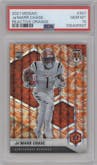 Ja'Marr Chase from the 2021 Panini Mosaic set featuring a Reactive Orange parallel graded by PSA and given an overall grade of 10.