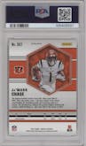 Ja'Marr Chase from the 2021 Panini Mosaic set featuring a Reactive Orange parallel graded by PSA and given an overall grade of 10.