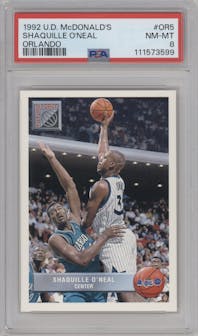 Shaquille O'Neal from the 1992-93 UD McDonald's set graded by PSA and given an overall grade of 8.