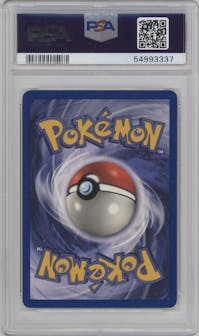 Eevee from the 1999 Pokemon set graded by PSA and given an overall grade of 9.