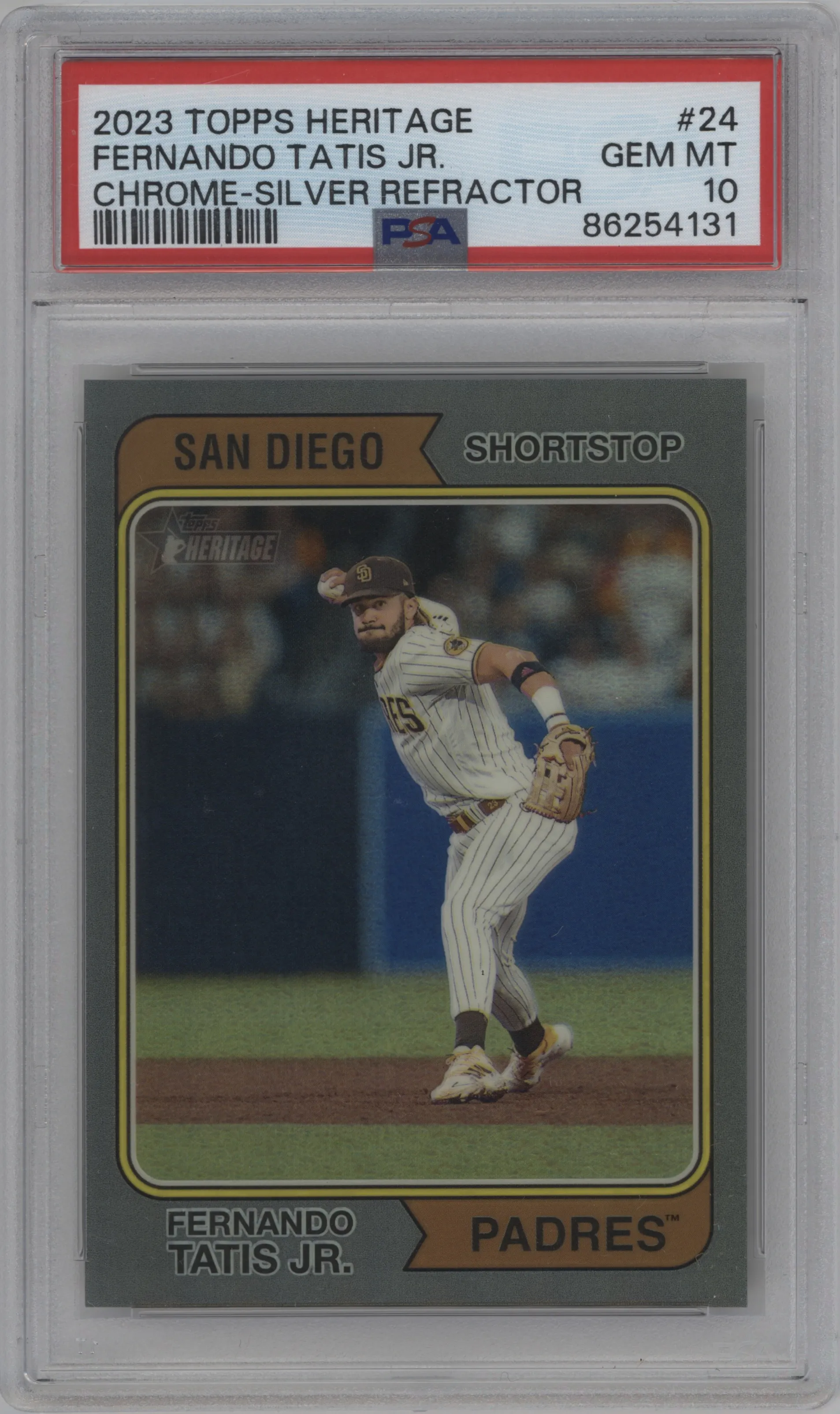 2023 Topps Heritage Chrome Fernando Tatis Jr. Silver Refractor #24 PSA 10