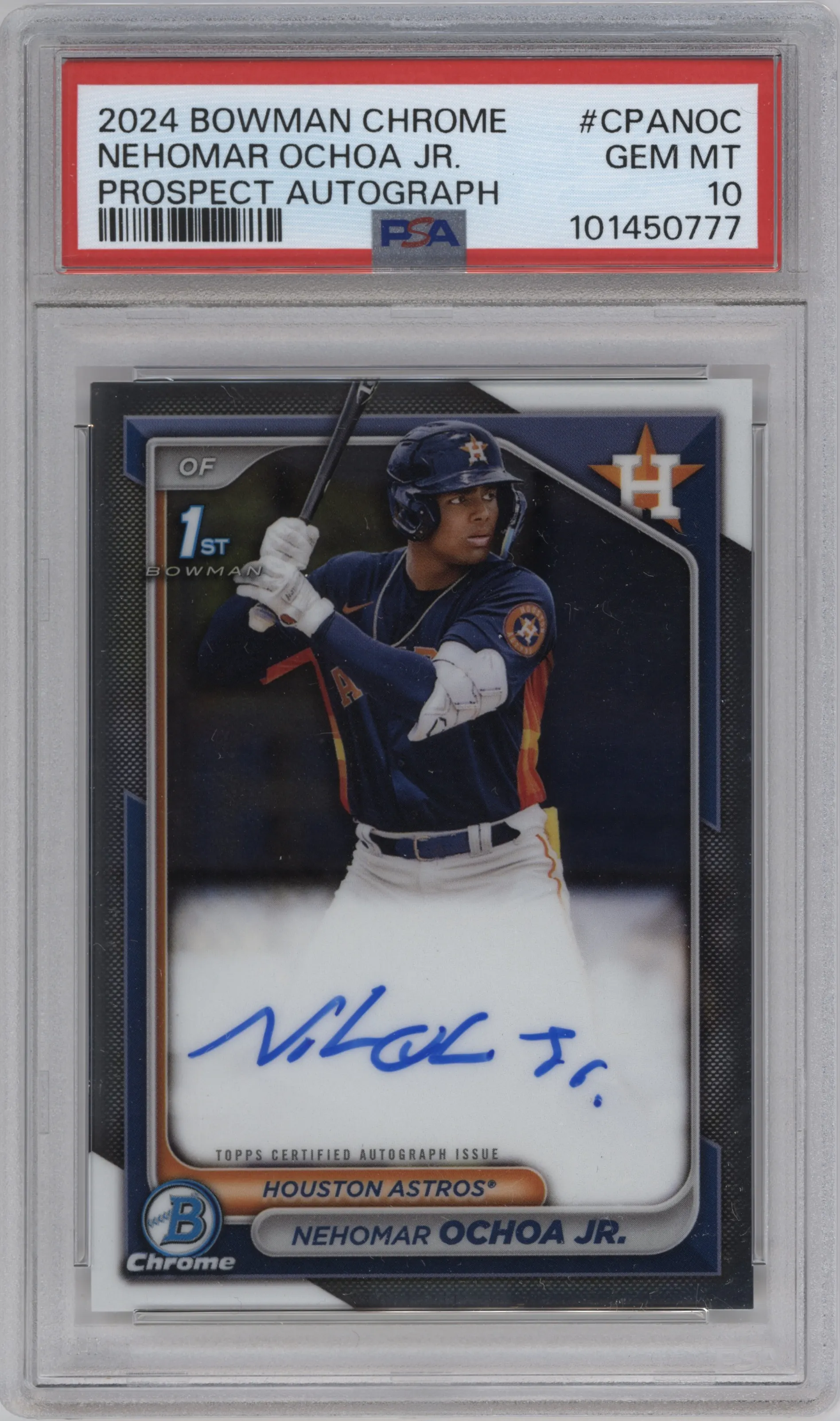 2024 Bowman Chrome Chr.Pros.Auto Nehomar Ochoa Jr. PSA 10