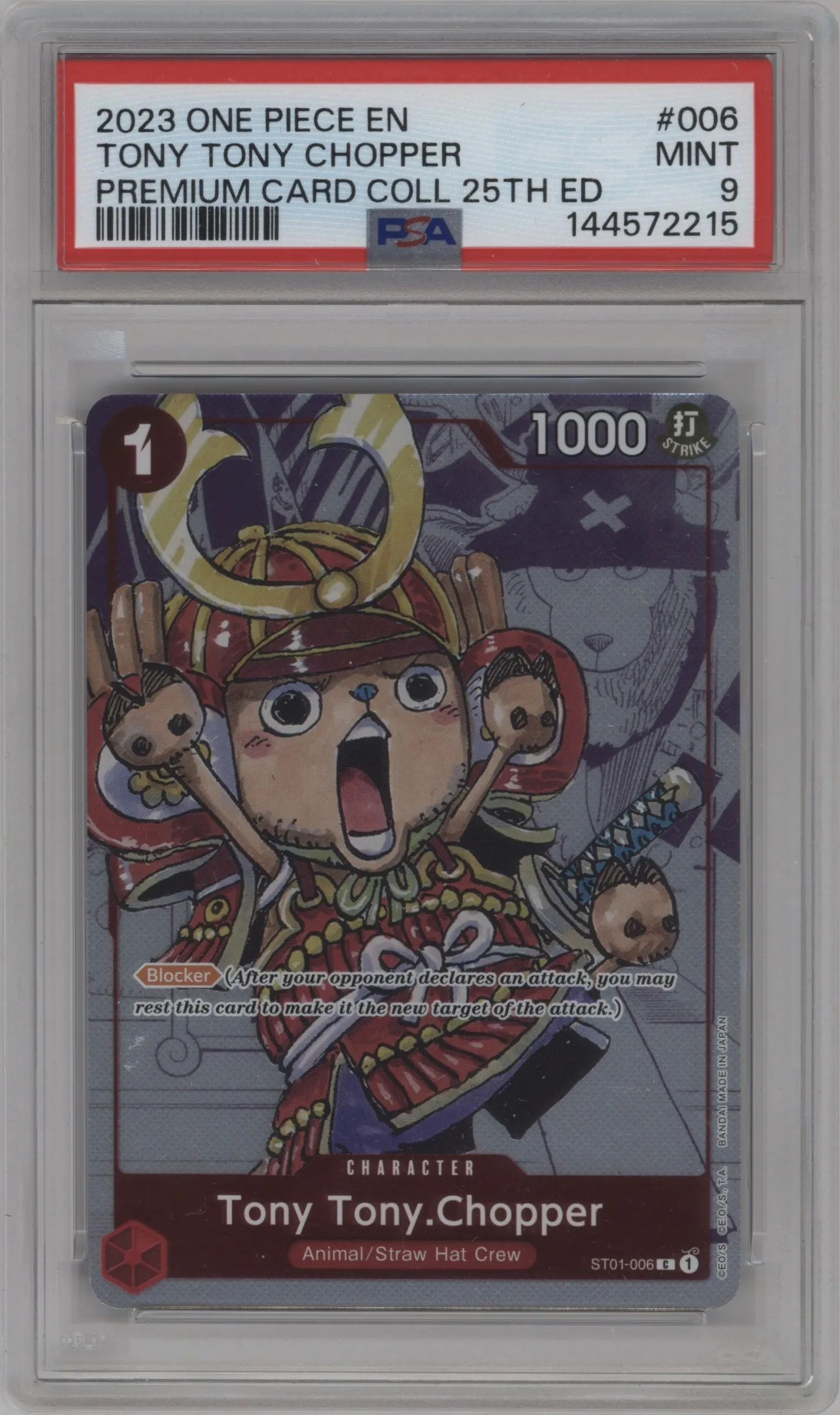 2023 One Piece Premium Collection 25th Ed. Tony Tony.Chopper PSA 9