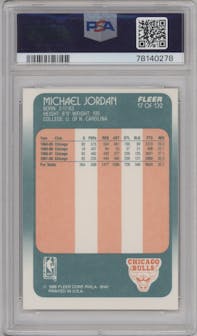 Michael Jordan from the 1988-89 Fleer set graded by PSA and given an overall grade of 5.