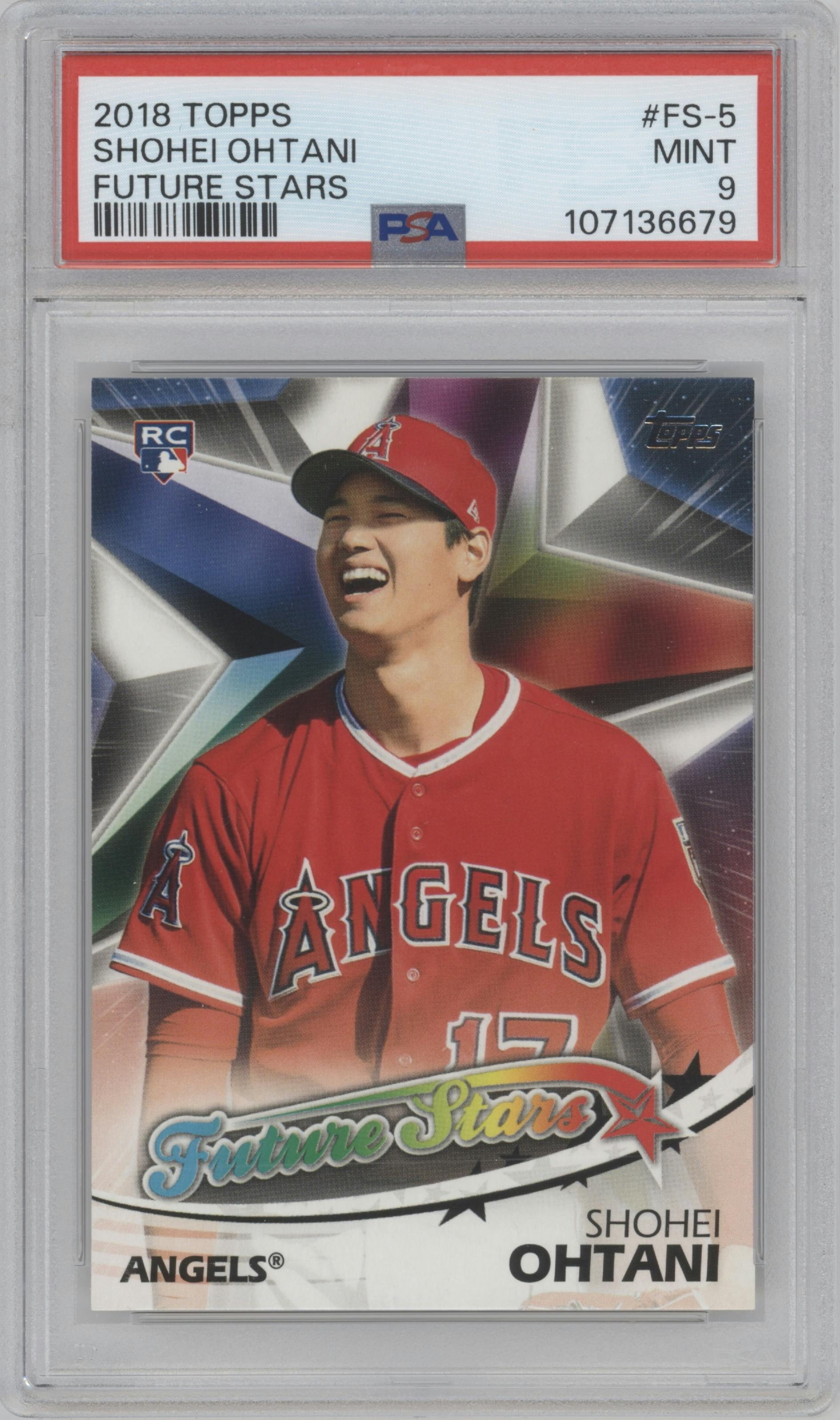 Shohei Ohtani from the 2018 Topps Series 2 set graded by PSA and given an overall grade of 9.
