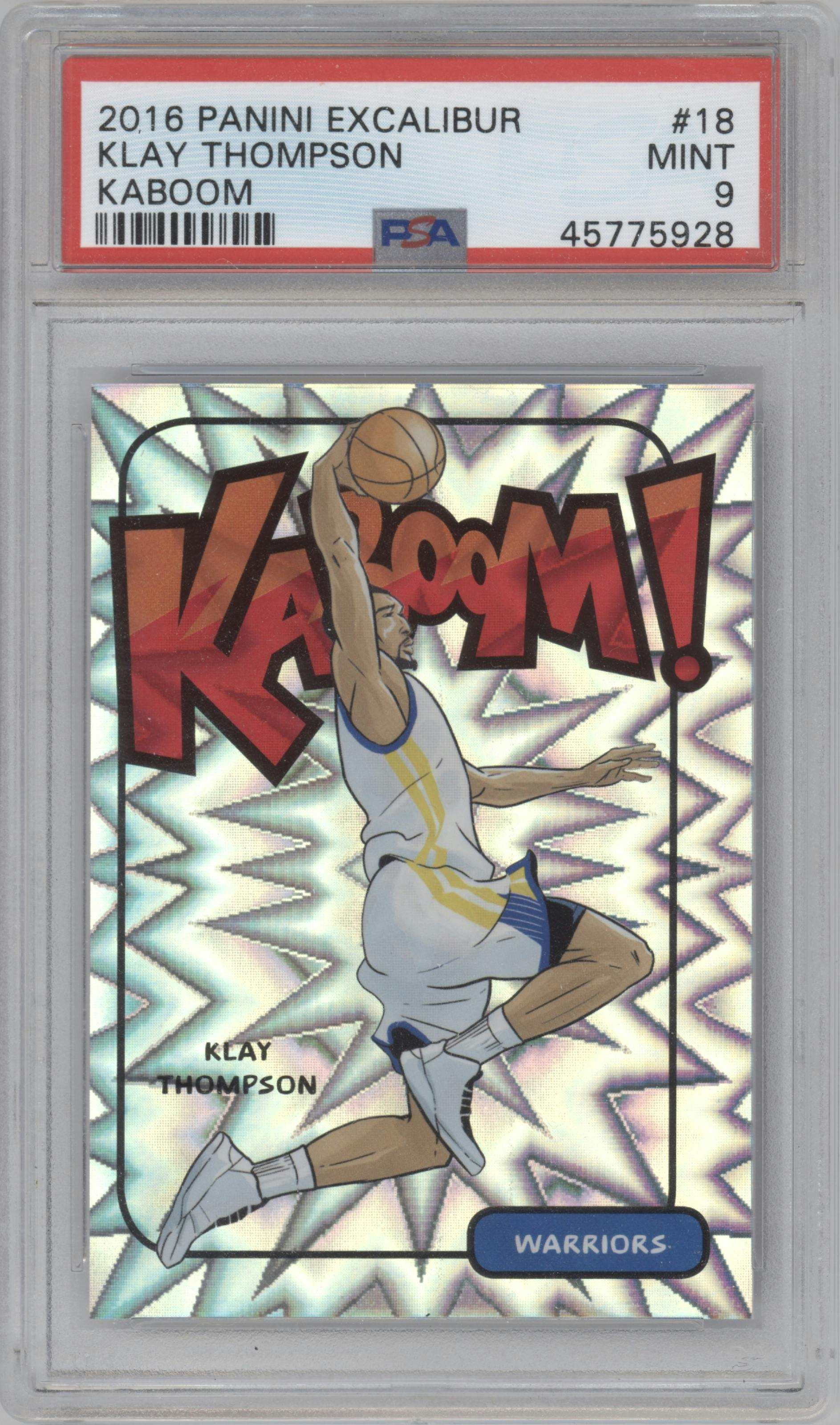 Klay Thompson from the 2016-17 Panini Excalibur set graded by PSA and given an overall grade of 9.
