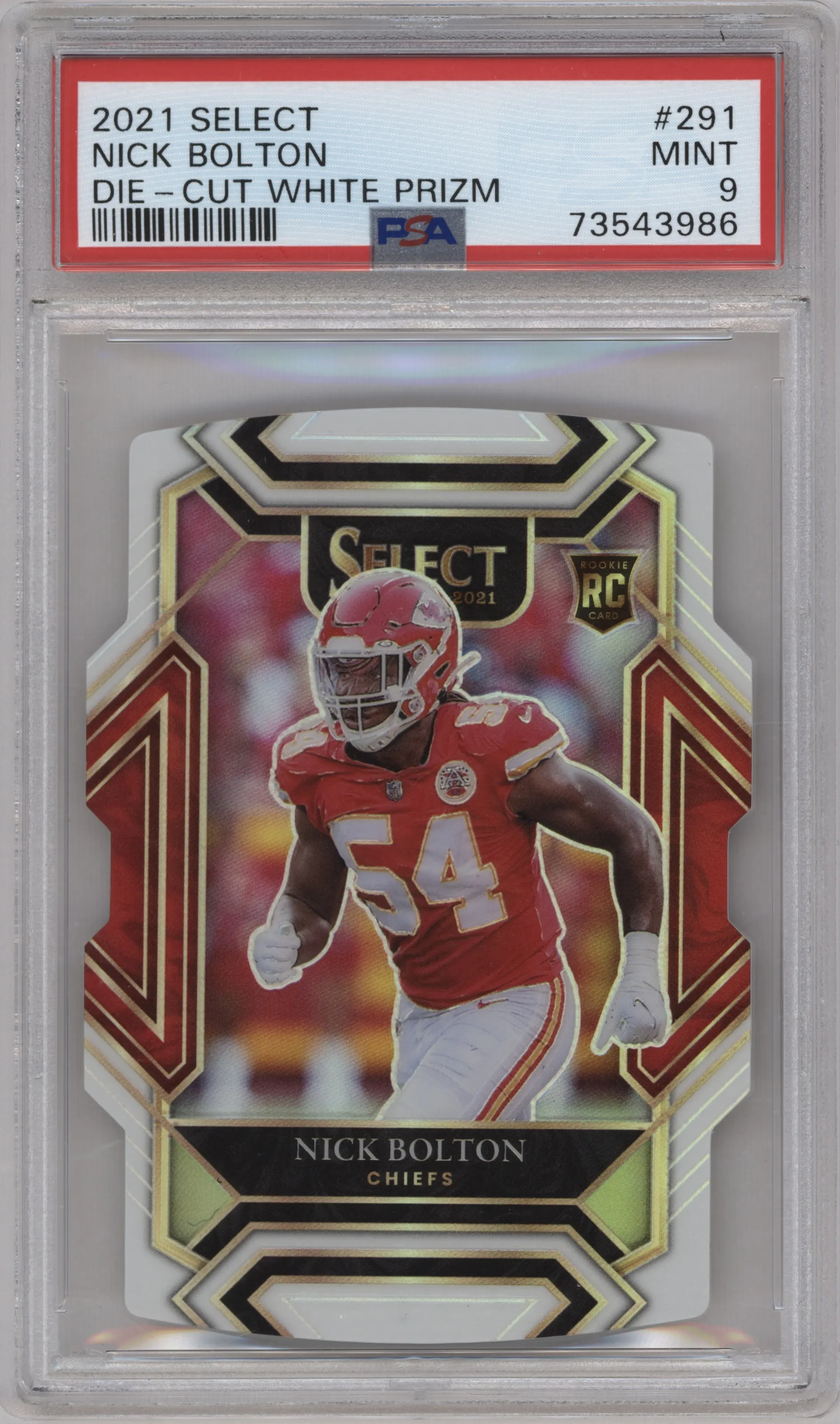 2021 Panini Select Club Lvl. Nick Bolton Die-Cut White PSA 9