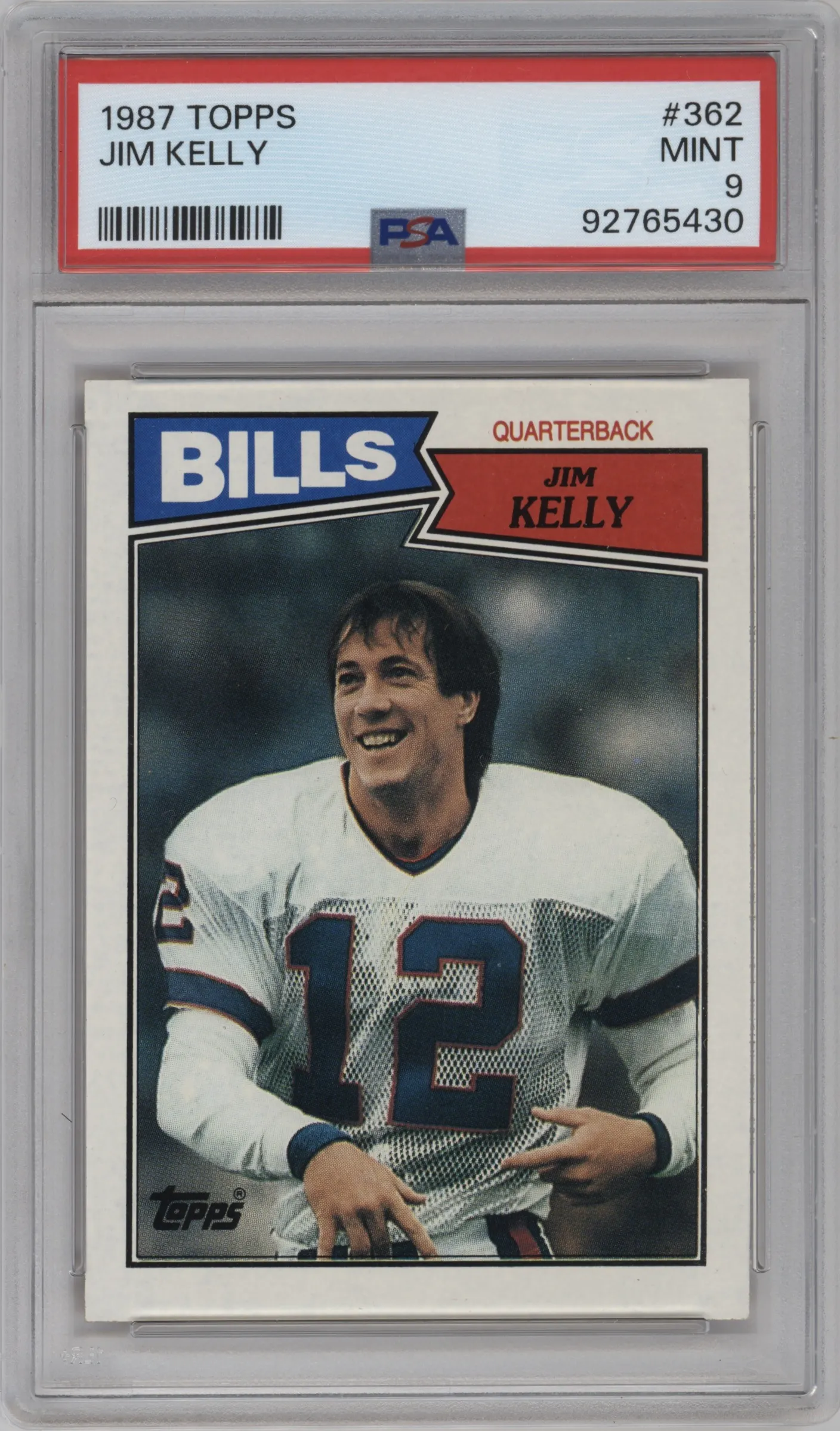 1987 Topps Jim Kelly PSA 9