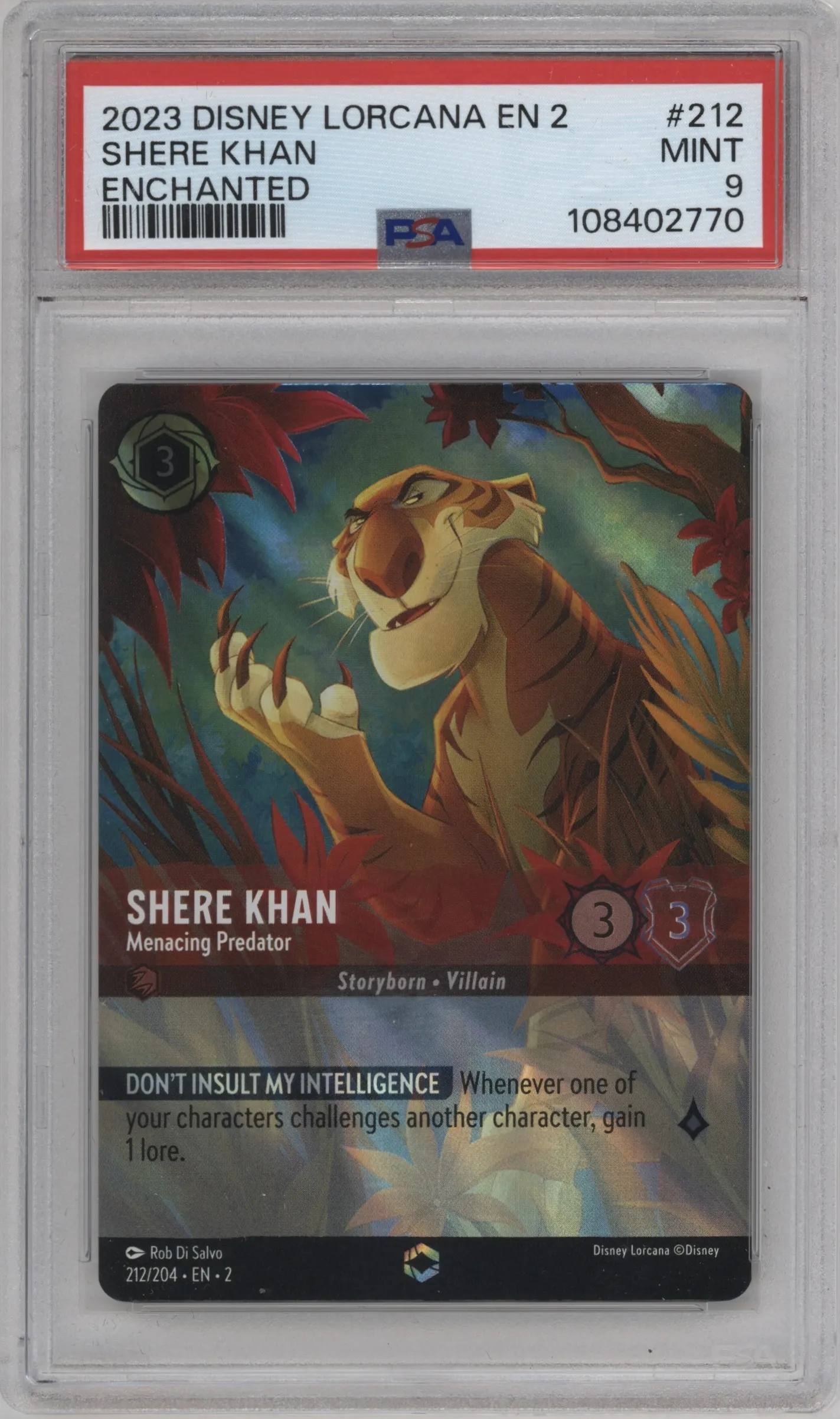 2023 Disney Lorcana Rise of the Floodborn Shere Khan Enchanted #212 PSA 9