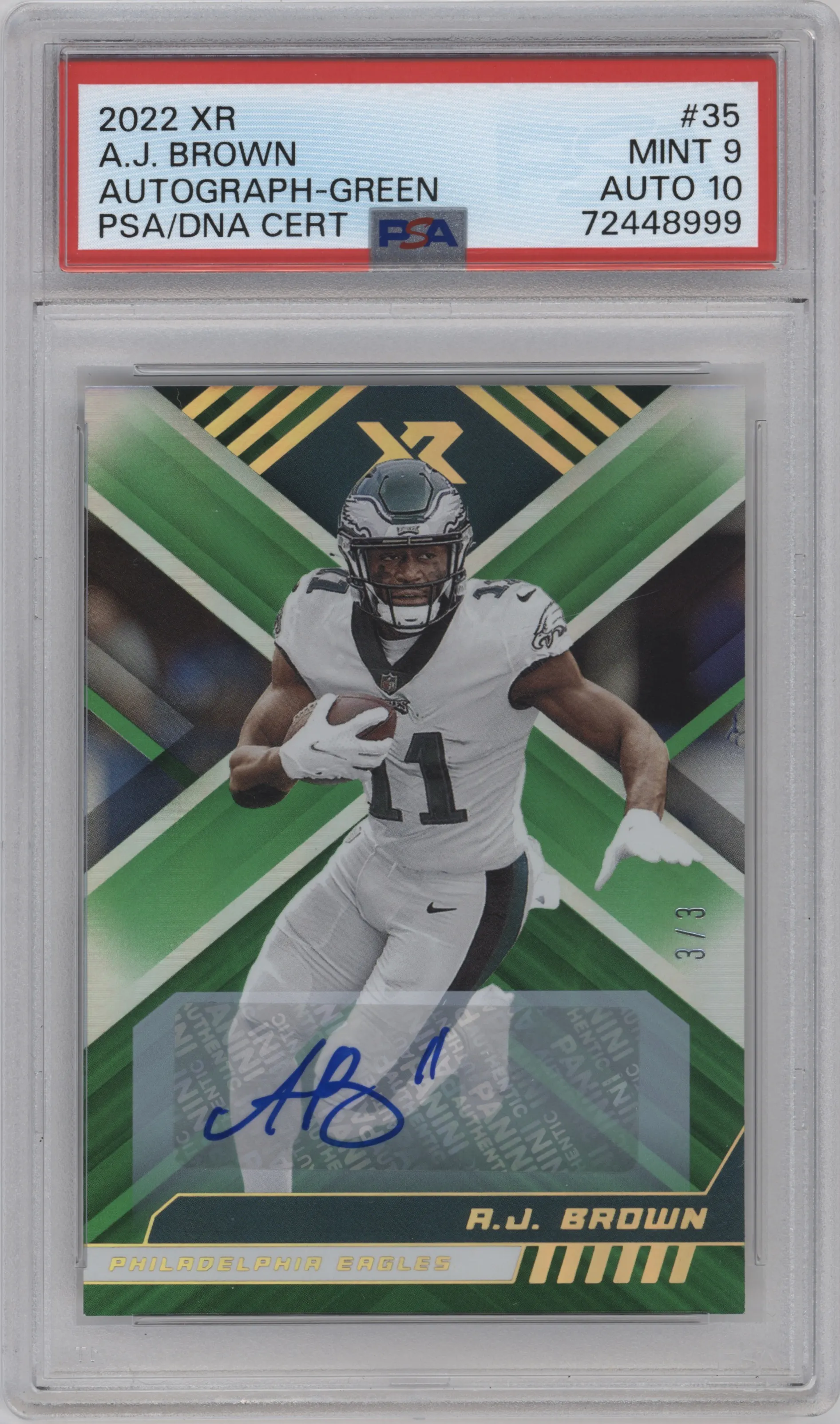 2022 Panini XR Auto A.J. Brown Green PSA 9