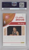 Trae Young from the 2018-19 Panini NBA Hoops  set featuring a Holo parallel graded by PSA and given an overall grade of 10.