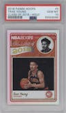 Trae Young from the 2018-19 Panini NBA Hoops  set featuring a Holo parallel graded by PSA and given an overall grade of 10.