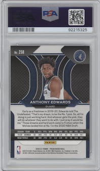 Anthony Edwards from the 2020-21 Panini Prizm set graded by PSA and given an overall grade of 10.