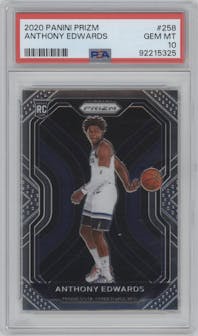 Anthony Edwards from the 2020-21 Panini Prizm set graded by PSA and given an overall grade of 10.