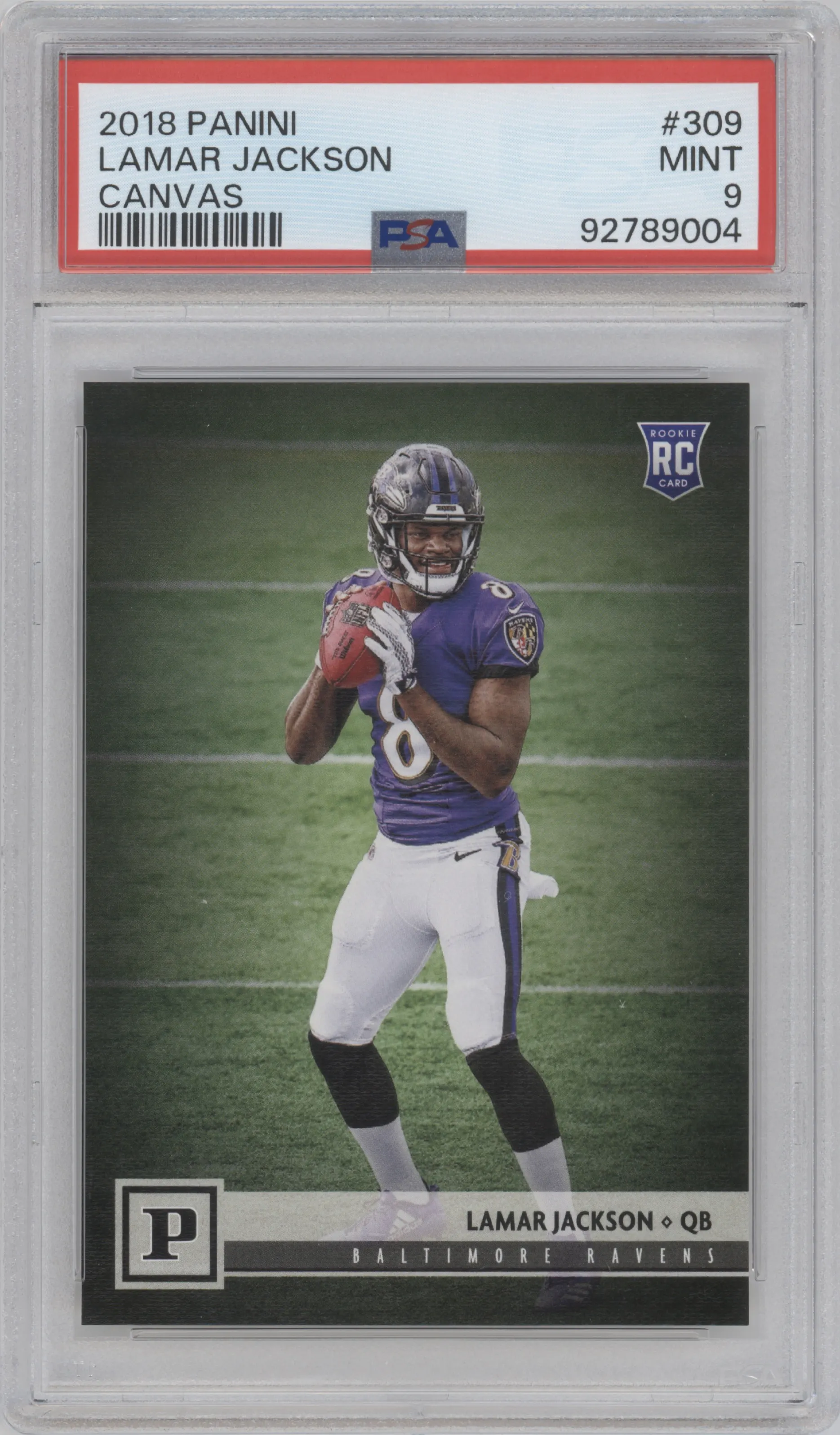 2018 Panini Canvas Rookies SP Lamar Jackson PSA 9